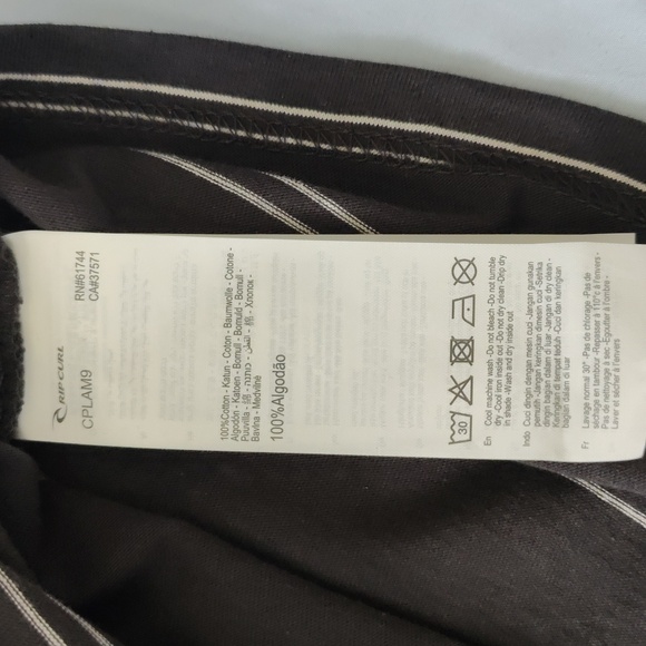 97. Rip Curl Plain Stripe Polo | Color: Washed Black - Picture 6 of 6